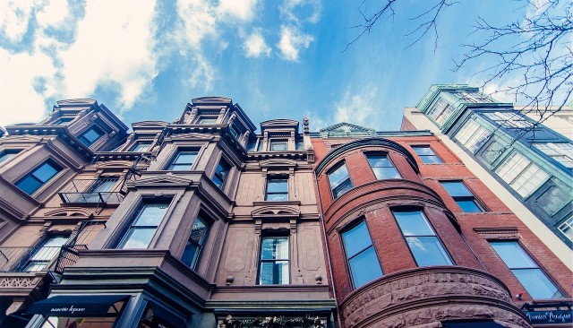 Rowhouses and blue sky